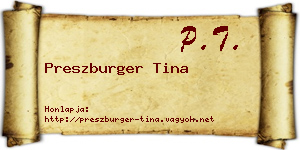 Preszburger Tina névjegykártya